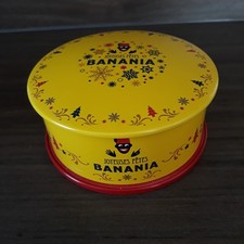 Boîte en métal ronde BANANIA " Joyeuses fêtes"