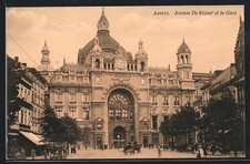 CPA Anvers, Avenue De Keyser et la Gare, La Gare 