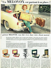 Publicité Advertising 1024 1956  Melovox  malette  tourne disques climat musical