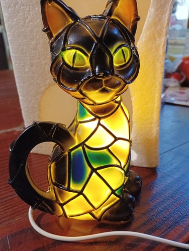 Lampe chat mosaïque - lampe, led