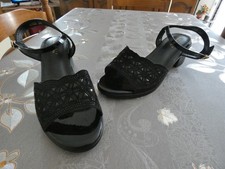 NEUVES Sandales Femme Pointure 41 Talon 6cm Noires STRASS