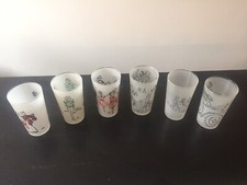 Lot De 6 Verres A Eau Vintage Dessiné Et Signé Par CABU Made In France