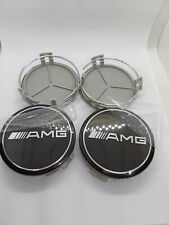 4x Cache Moyeu Logo AMG noir Centre Roue 75mm