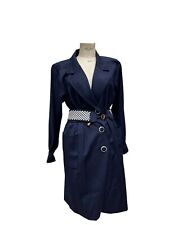 Yves Saint Laurent Vintage 1980s navy wool belted dress Size 38 / M