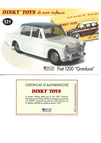 Dinky toys fiche certificat - dinky,