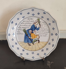 Assiette ancienne humoristique faïence de Nevers