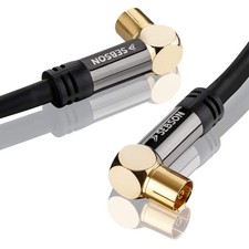 Cable Antenne TV 2m coudé 90° Femelle/Male 105dB 75 Ohm blindé Cable Coaxial ...