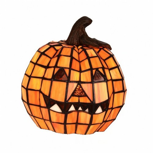 Lampe citrouille avec vitrail - citrouille,