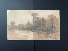 Grand dessin paysage port bord