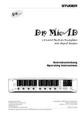 Bedienungsanleitung-Operating Instructions pour Studer D 19 Micad