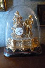 Horloge, pendule ancienne, XIXème, sous globe