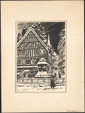 1960 Gravure sur bois Dijon