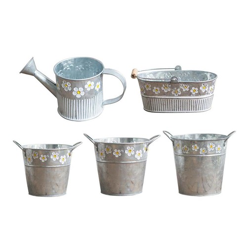 Fleur étain seau panier - fleur, d'étain