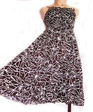 Lanière Eté/ Plage Robe, à Élastique, Neuf, Taille 8-14 Noir et Blanc de Fleurs