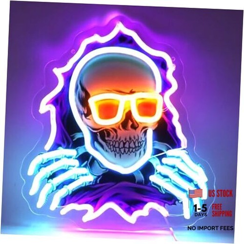 Skull hole neon - hole, sign
