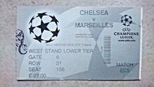 MARSEILLE TICKET CHELSEA LONDON  OM CHAMPIONS LEAGUE 1999 2000 COLLECTION 
