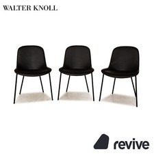 Ensemble De 3 Chaises Walter Knoll Sheru En Cuir Noir Pour Salle À Manger