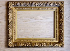 Cadre bois stuc doré Décor Floral Acanthe Guirlande laurier XIX ième Napoléon 3