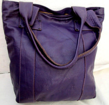 Grand sac à main cabas shopping mauve cuir vintage bag