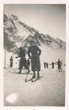 ANCIENNE PHOTOGRAPHIE 1939 JEUNE FEMME SPORT D'HIVER JEUNE FEMME AU SKI