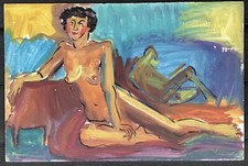 JEAN PIERRE SUCCAR - Peinture Tableau Double-face Portrait Nu Féminin Femme #13