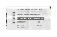 RARE / TICKET BILLET DE CONCERT - DEFTONES : LIVE A MONTPELLIER ( FRANCE ) 2001