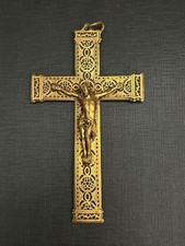 Ancien Crucifix Croix Pendentif en Bronze Doré ?