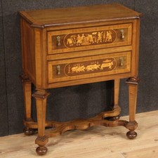 Commode style ancien Louis XIV meuble bois marqueté 2 tiroirs 20ème siècle 900