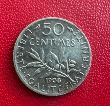 50 Centimes Semeuse Argent 1908 TTB