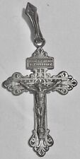 grand pendentif religieux croix métal argenté jésus nazaréen rex judaeorum N°124