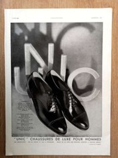 ▬►Publicité de 1930 - Chaussures de Luxe pour hommes UNIC Paris  - 1378
