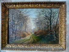 Tableau fin 19ème Forêt Arbres signé A Troisgros