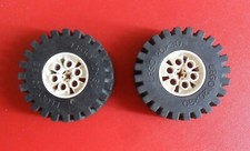 2  ROUES LEGO TECHNIC PNEUS 20 X 30 JANTES BLANCHES 1990  SET 8868  8850