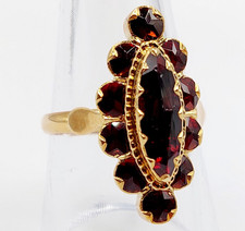Bague marquise antique or 18k grenats sur paillons (circa 1920)