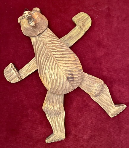 Ancien ours articulé bois - articulé, en