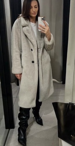 Zara long faux fur coat - long,