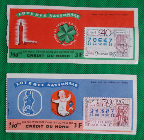 Billets loterie 3 frs - de,