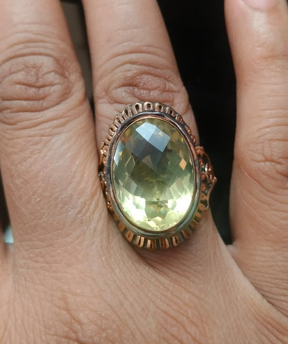 Bague quartz citron à - quartz,