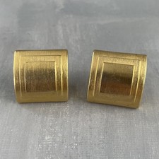 HELENA RUBINSTEIN Paire de boucle d'oreille carré et doré vintage à clips