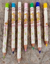 vintage lot 7  ancien crayon de couleur green hills ribbon pencil