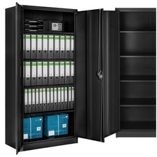 ARMOIRE DE BUREAU - TECTAKE -90x40x180cm - Noir - Armoire Métallique de Bureau