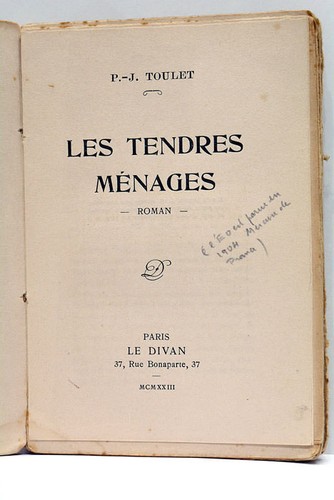 Toulet les tendres - les, mÉnages