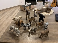 🦁 Lot de 12 figurines Schleich / Papo – Animaux sauvages (savane & jungle) 🐆