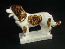 Chien Saint-Bernard en céramique vintage h 17cm pottery dog st bernard