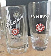 CHOPE EMAILLEE + VERRE EMAILLE BIERE BRASSERIE DE LA MEUSE BAR LE DUC