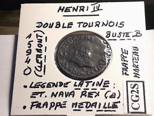 Henri IV Double Tournois Légende Latine 1594 O Frappe Marteau Buste B