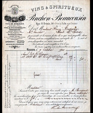 ROUEN (76) VINS & SPIRITUEUX / ABSINTHE , GENIEVRE "PINCHON-BEAUCOUSIN" en 1900