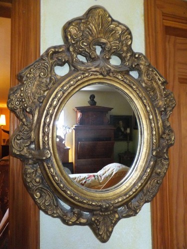 Miroir mural bois doré - miroir,