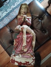 HAUTE EPOQUE.SCULPTURE BOIS  PIETA POLYCHROME. ESPAGNE CATALOGNE  VERS 1600 