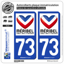 2 Stickers autocollant plaque immatriculation auto : 73 Méribel - Station